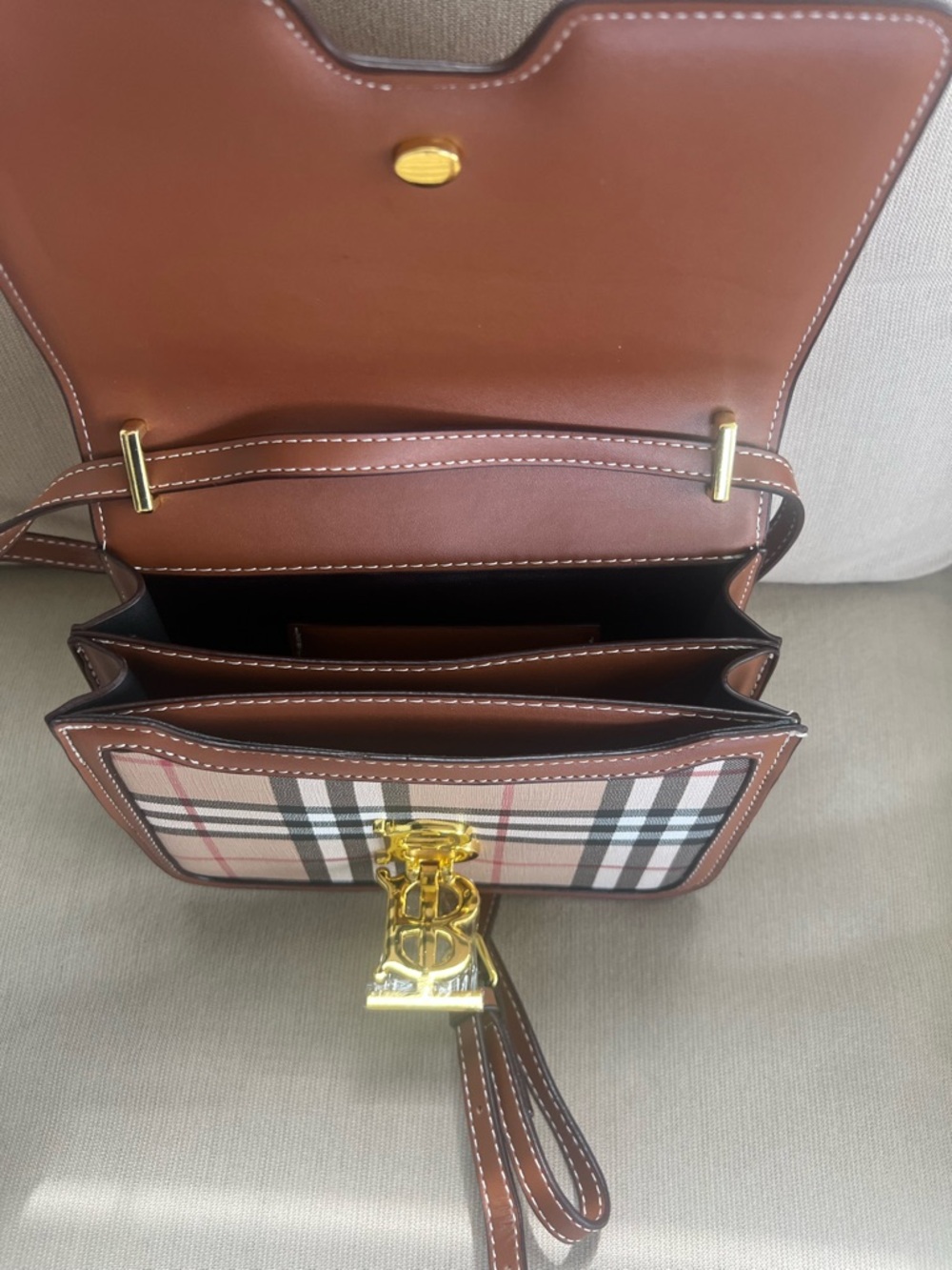Burberry generic..  Pink  Check TB Small Leather Trim Shoulder Bag - Picture 4 of 4